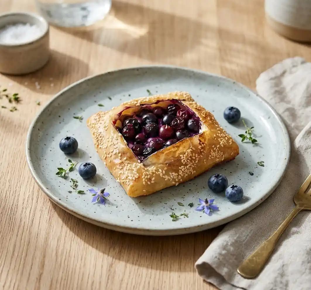 Áfonyás-ricottás rizslapos dán süti