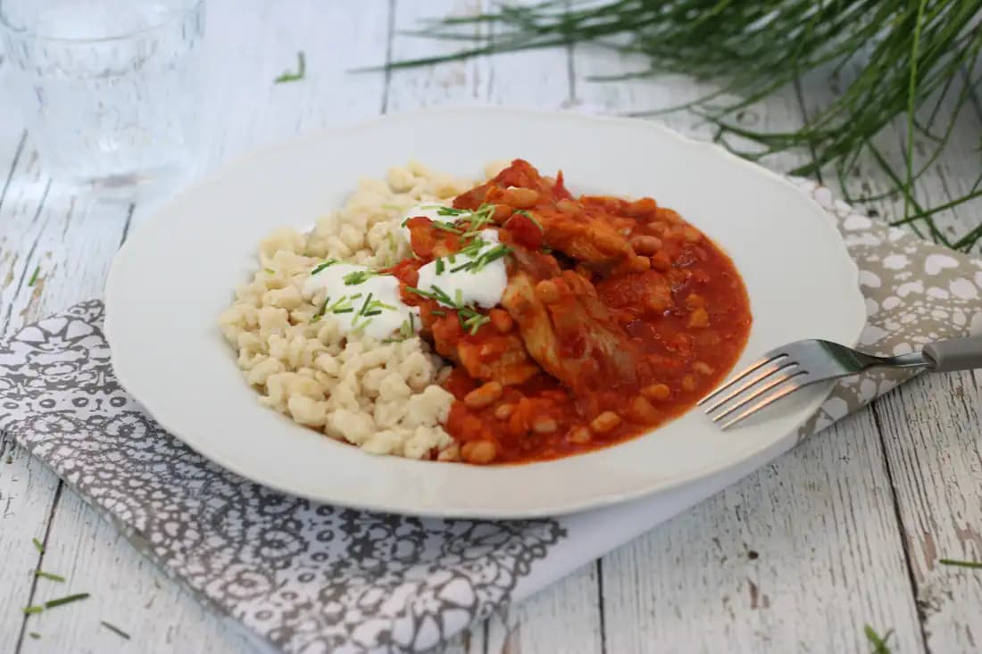 Harcsapaprikás nokedlivel