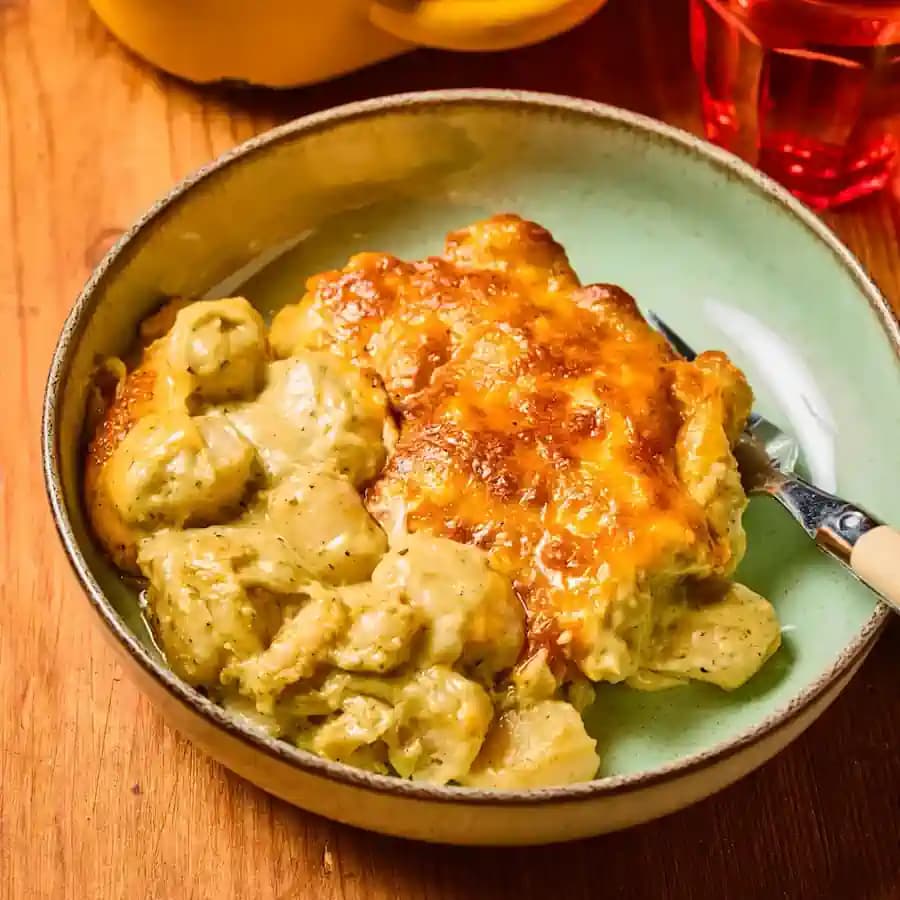 Pesztós-sajtos besütött gnocchi