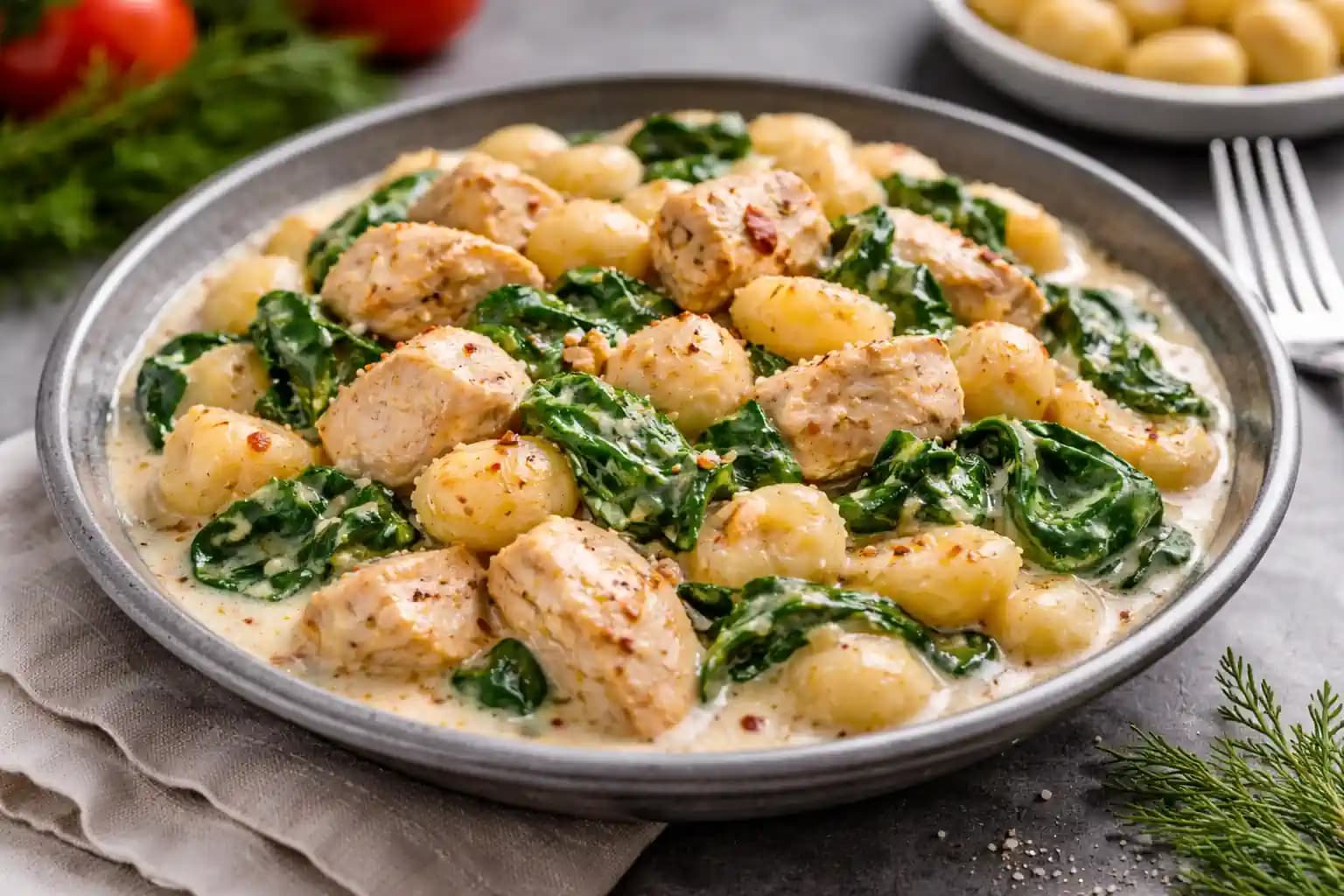 Csirkés gnocchi bébispenóttal