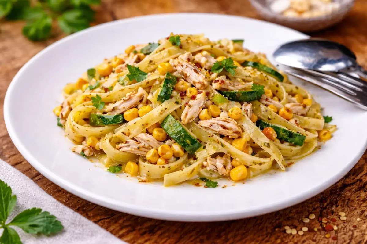 Tonhalas-csemegekukoricás tagliatelle